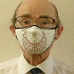 A portable stereographic sundial printed on a face mask